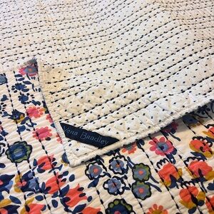Vera Bradley White Quilt with Multicolor Floral and Navy Accents